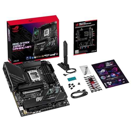 ASUS ROG Strix Z890-F Gaming WiFi - Placa Base ATX, 16+1+2+2 etapas de Potencia, DDR5, PCIe 5.0 Compatible con GPU de última generación, Cinco Ranuras M.2, WiFi 7, AI Overclocking, AI Networking II