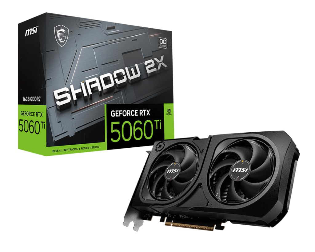 MSI GeForce RTX 5060 Ti 16G Shadow 2X OC Plus - Tarjeta gráfica