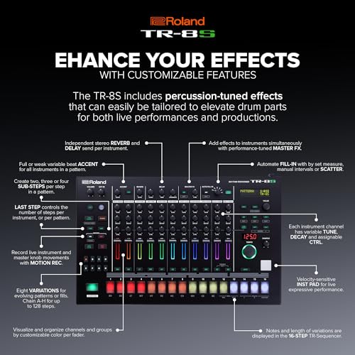 Roland Sintetizador de sobremesa Roland TR-8S — Diseña kits con auténticas percusiones TR, sonidos FM, muestras y efectos