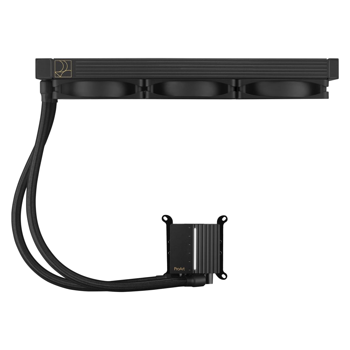ASUS ProArt LC 360 - Sistema de refrigeración líquida AiO con medidor de estado del sistema iluminado y tres ventiladores Alphacool Apex Stealth Metal Power en negro mate