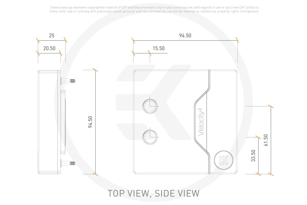EK Water Blocks Compatible EK-Quantum Velocity² D-RGB CPU Wasserkühler - Intel 1200, Full Níquel