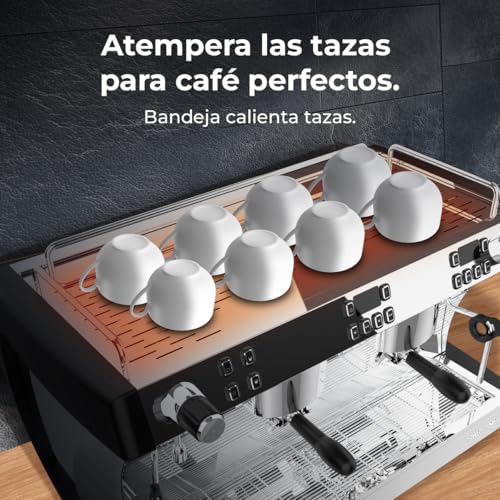 Cecotec Cafetera Express Barista Baristeo Mattina 2X. 4200W, Bomba Rotatoria 9 Bares, Caldera Triple, Pantalla Pid, Caudalímetro, Doble Manómetro, 4200W, Extracción Crema, Diseño Profesional