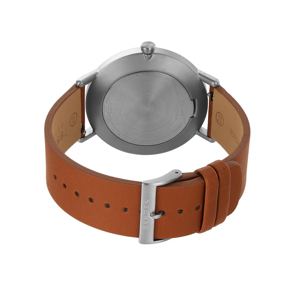 Skagen Kuppel Reloj para Hombre, Movimiento cronógrafo de Cuarzo con Correa de Acero Inoxidable o Piel, Marrón y Azul, 44MM