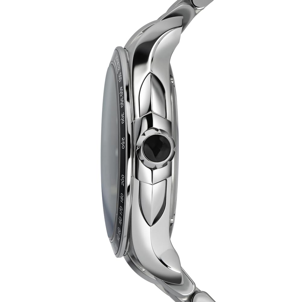 Emporio Armani Reloj Suizo para Hombre, Movimiento cronógrafo, 44mm Plata / Acero Caja de acero inoxidable con una correa de acero inoxidable, ARS9100