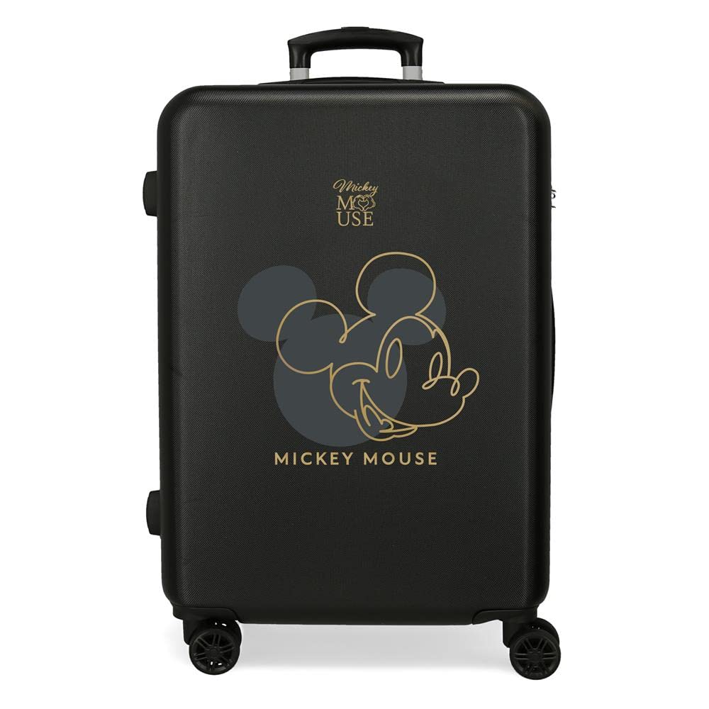 Disney Mickey Outline Maleta mediana Negro 46x65x23 cms Rígida ABS Cierre de combinación lateral 56L 3 kgs 4 Ruedas dobles