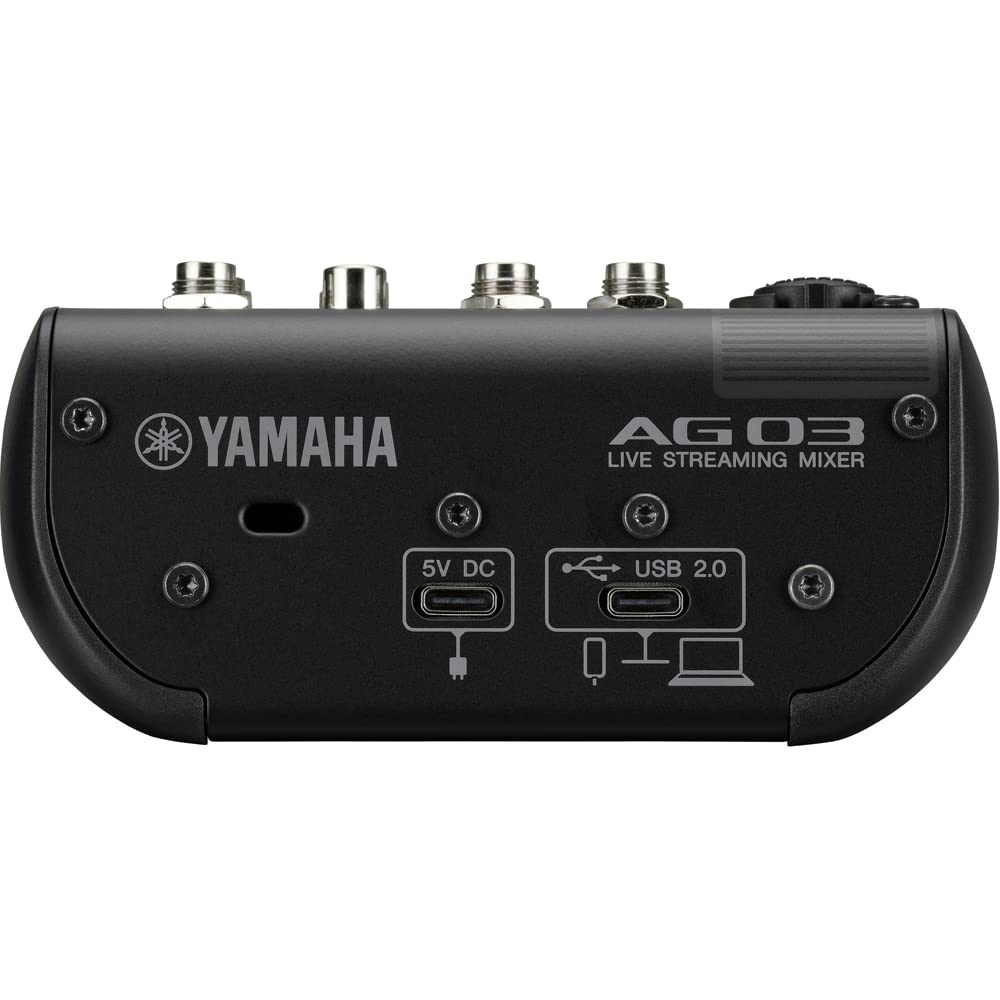 Yamaha AG03MK2 Mezclador de Transmisión en Vivo de 3 Canales con Interfaz de Audio USB, para Windows, Mac, iOS y Android, en Negro