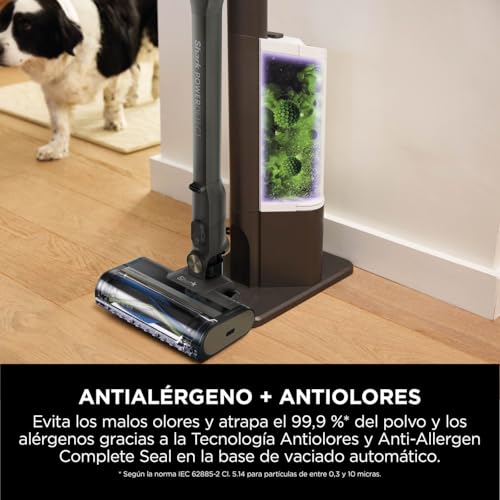 Shark PowerDetect Clean & Empty aspiradora inalámbrica, PowerFins Detect, Reverse Clean, estación 2L, Anti Hair Wrap Plus, 70 min, ligera, accesorios para pelo de mascota y superficies, Gris IP3225EUT