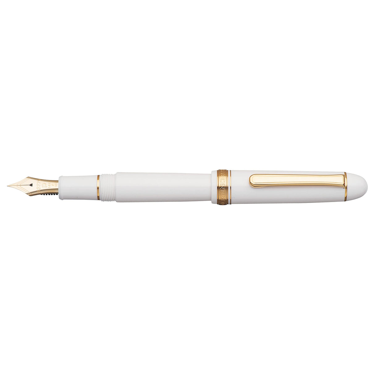 PLATINUM Pluma estilográfica japonesa # 3776 Century Gold Trim Chenonceau White F/blanco/0,28 – 0,34 mm/hecha a mano/pluma de oro de 14 quilates con caja de regalo/pluma estilográfica
