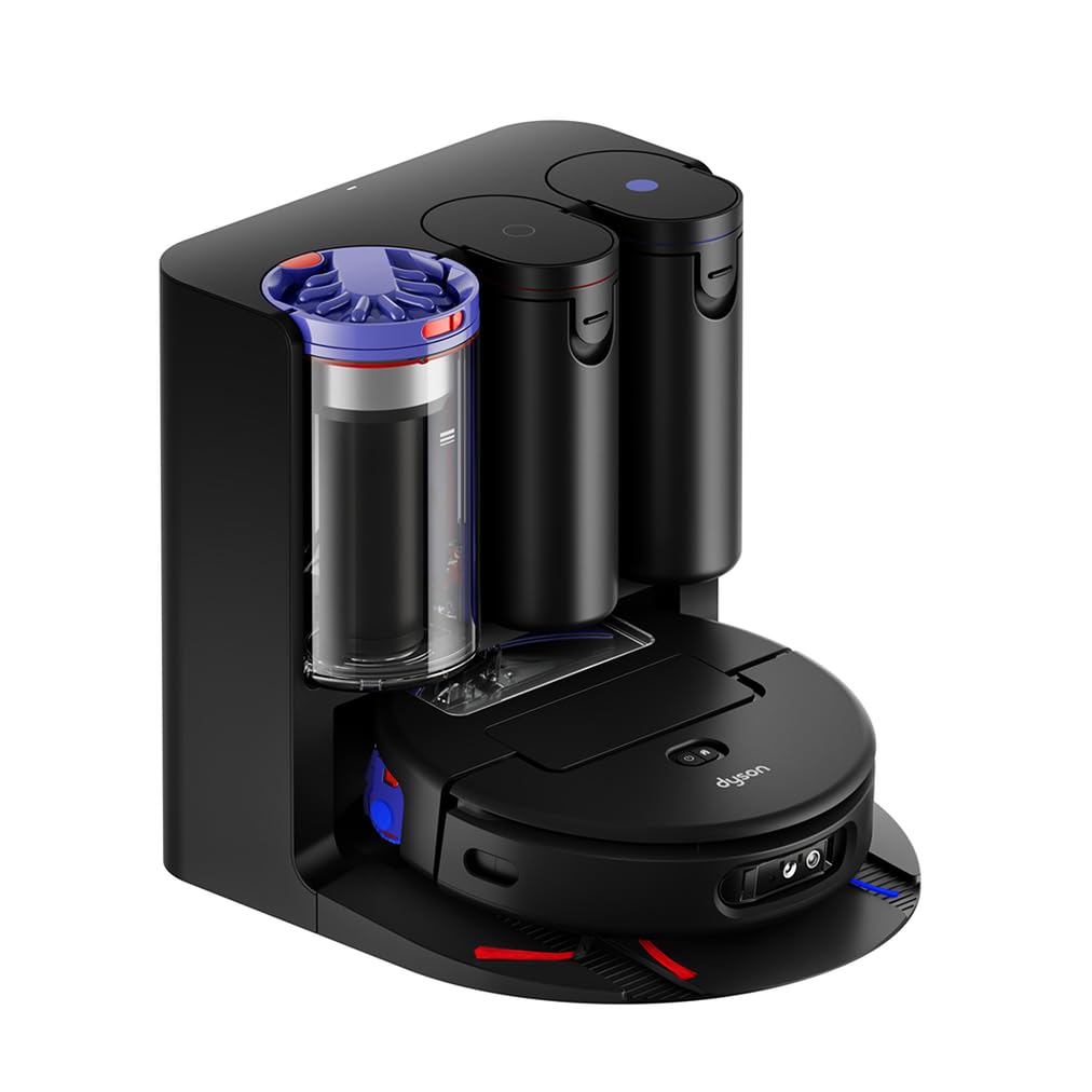Dyson Spot+Scrub™ Ai, con rodillo húmedo de autolimpieza, 4 veces más potencia de succión en alfombras, vaciado automático, autorrellenado y eliminación de manchas con IA avanzada (Negro/Azul)