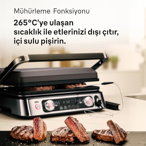 Braun MultiGrill 9 CG 9167, Plancha Eléctrica con Placas Planas, Parrilla y Gofres, 2 Termostatos Independientes, 3 Posiciones, Sonda Térmica, Apta para Lavavajillas, 2000W, Negro/Acero Inoxidable