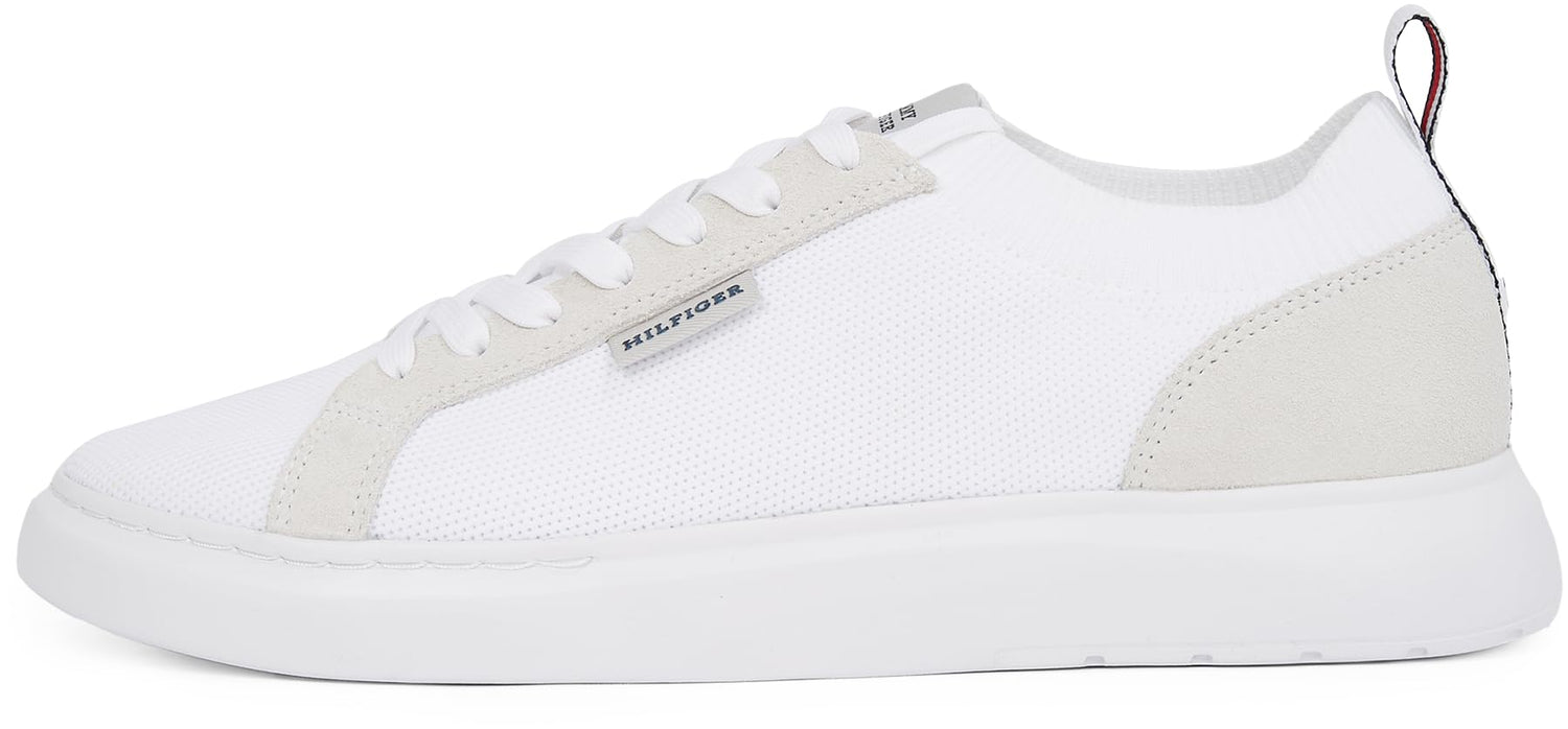 Tommy Hilfiger Sneaker con Suela Vulcanizada Hombre Light Knit Seasonal Elegante, Blanco (White), 43