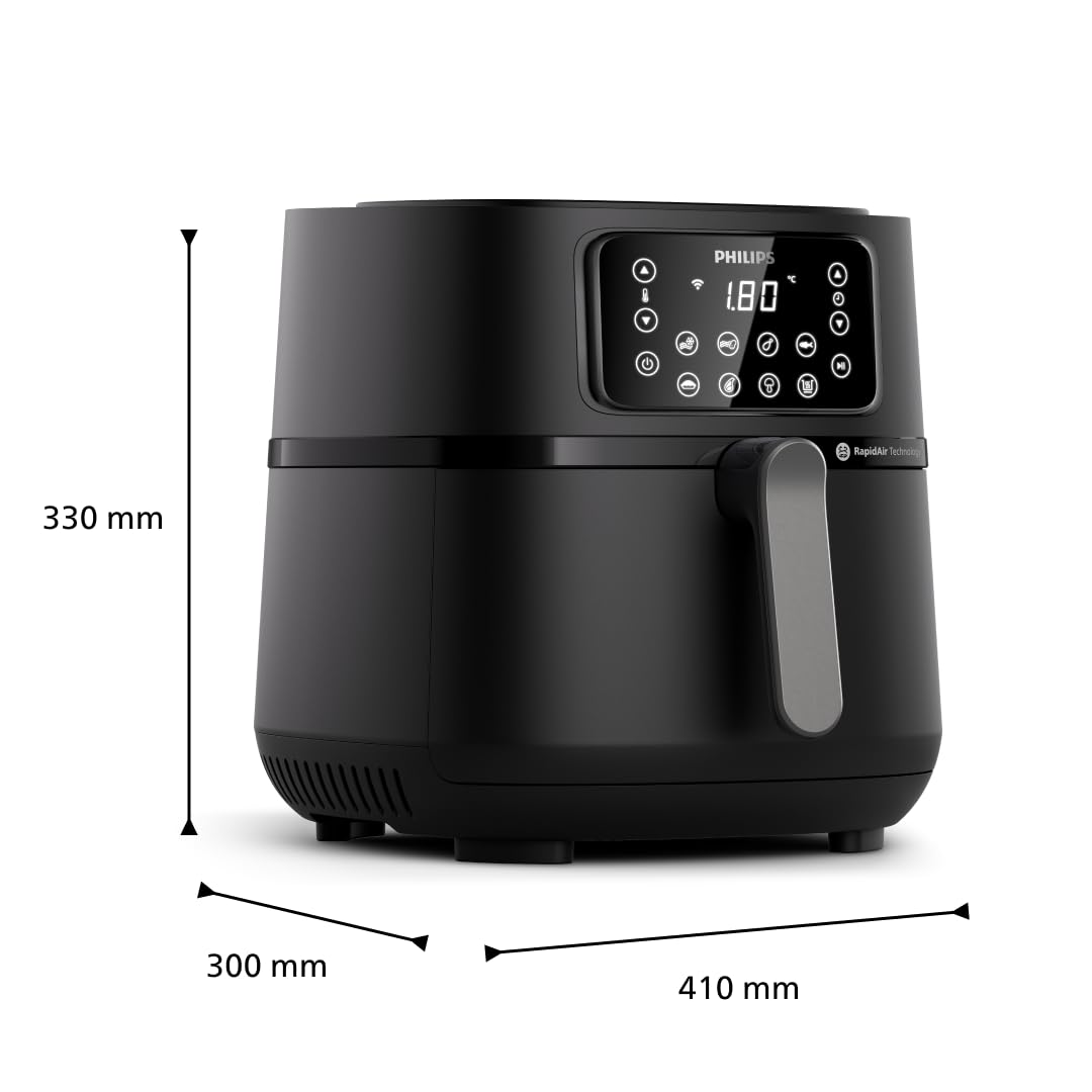 Philips Airfryer Serie 5000 XXL, WIFI, 7.2L (1.4Kg), Freidora De Aire con función 16 en 1, 90% Menos de grasa, Tecnología Rapid Air, Pantalla Digital, 8 preajustes, NutriU App con Recetas (HD9285/90)