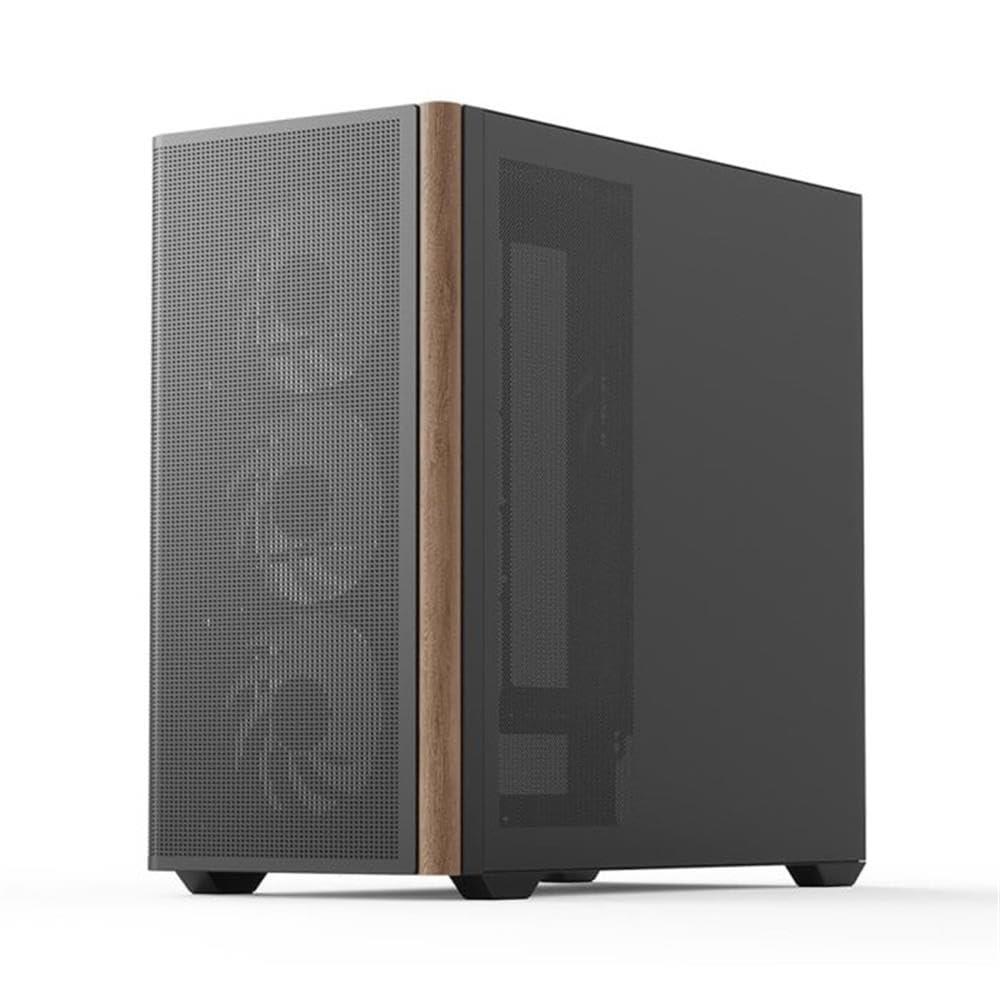 AeroCool D301A Mid-Tower Case, Gaming PC Case Gaming PC Case Optimizado Airflow Panel Frontal de Malla de Madera, diseño Delgado, Incluye 4 Ventiladores RGB, Compatible con Placas Base ASUS y MSI