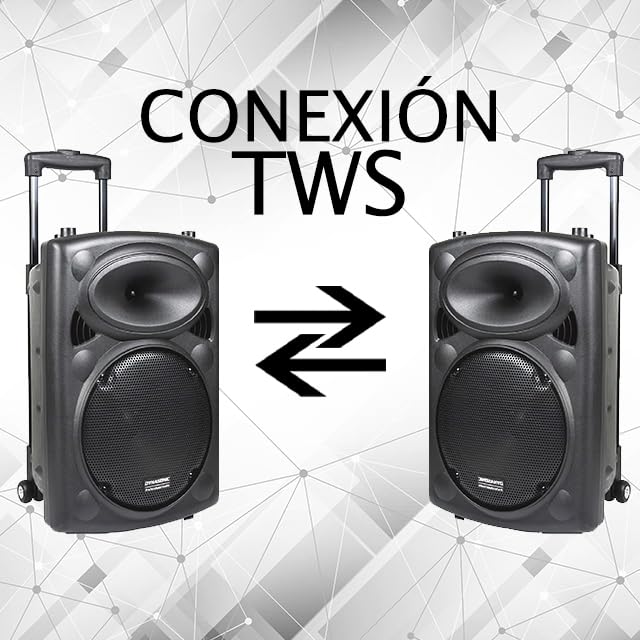 DYNASONIC - Dynapro 15’ (Segunda Generacion) Altavoz portátil Sistema Audio Profesional Potencia 800W - USB Bluetooth, Micrófonos, Negro - Soporte para Dispositivos movil y Tablet