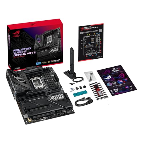 ASUS ROG Strix Z790-E Gaming WiFi II Intel Z790 Placa Base (LGA 1700 ATX, 18+1 etapas de Potencia, DDR5, 5 Ranuras M.2 con disipadores, PCIe 5.0, WiFi 7, USB 20Gbps y Aura Sync RGB)