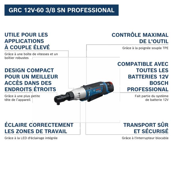 Bosch Professional llave de carraca a batería GRC 12V-60 3/8 SN