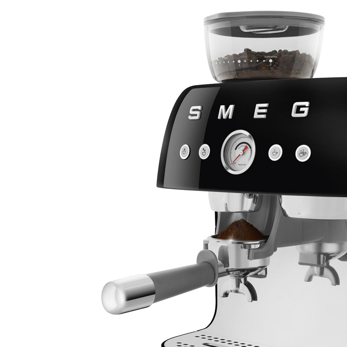 SMEG EGF03BLEU Cafetera Espresso con Molinillo, Plastic, Black
