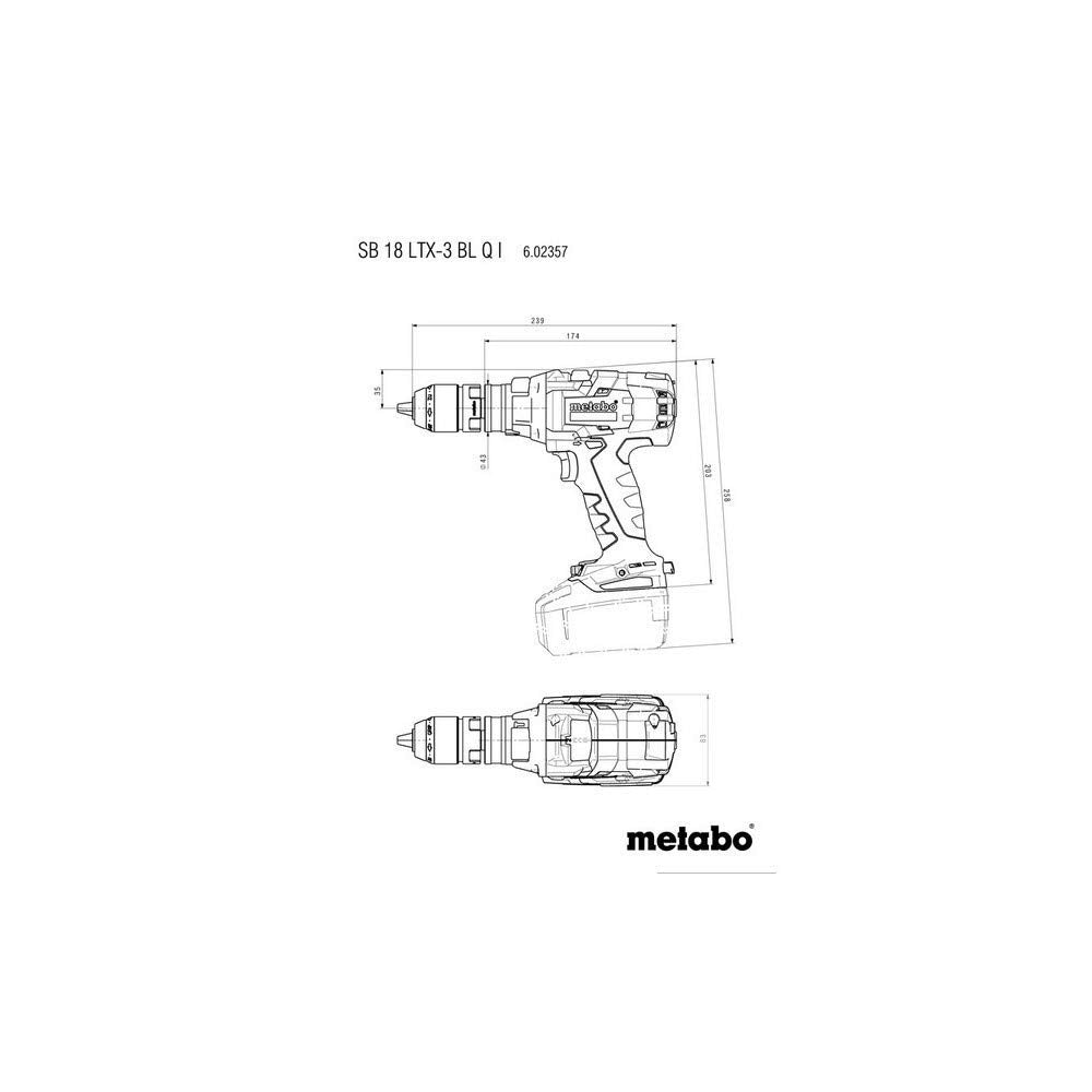 Metabo SB 18 LTX – Taladro de 3 BL Q I + 2 lihd Baterías + Cargador