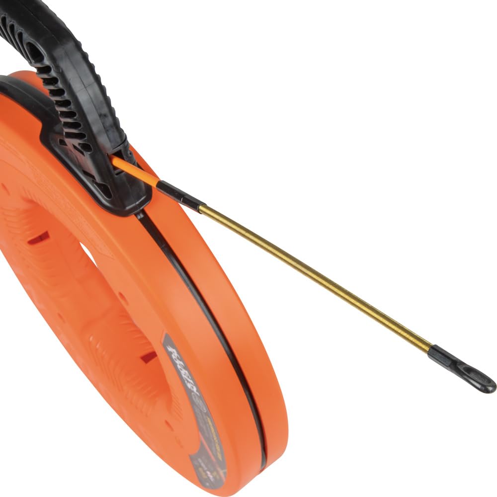 Klein Tools Cinta de pescado, extractor de alambre de fibra de vidrio con líder de acero en espiral, carcasa optimizada y mango, 15 m 56350