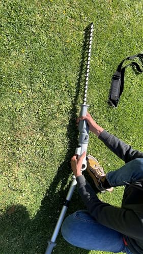 IKRA Tijeras Cortasetos 2 en 1 ICPH 2050 con pértiga telescópica para setos Altos, Incl. batería de 20V, estación de Carga y Cinta de Hombro