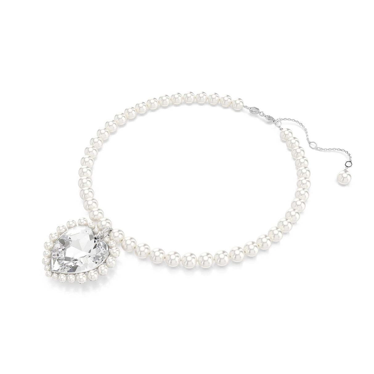 Swarovski Collar Ariana Grande x, Crystal Pearl, Talla de corazón, Corazón, Blanco, Baño de rodio