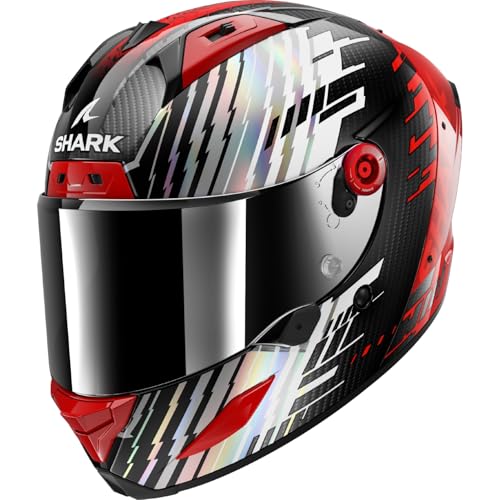 SHARK, Casco Moto Integral AERON EDGY Carbon Red Chrome DRU, L