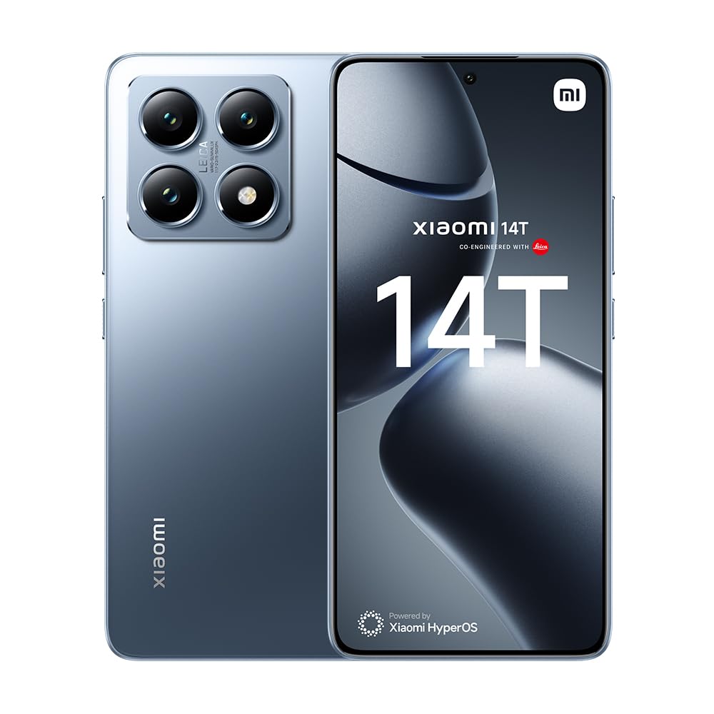 Xiaomi 14T – Smartphone de 12+256GB, Lentes Leica Summilux, MediaTek Dimensity 8300 Ultra, Pantalla AMOLED de 6,67'' 144Hz, HyperCharge 67W, Azul Titanio (Versión ES)