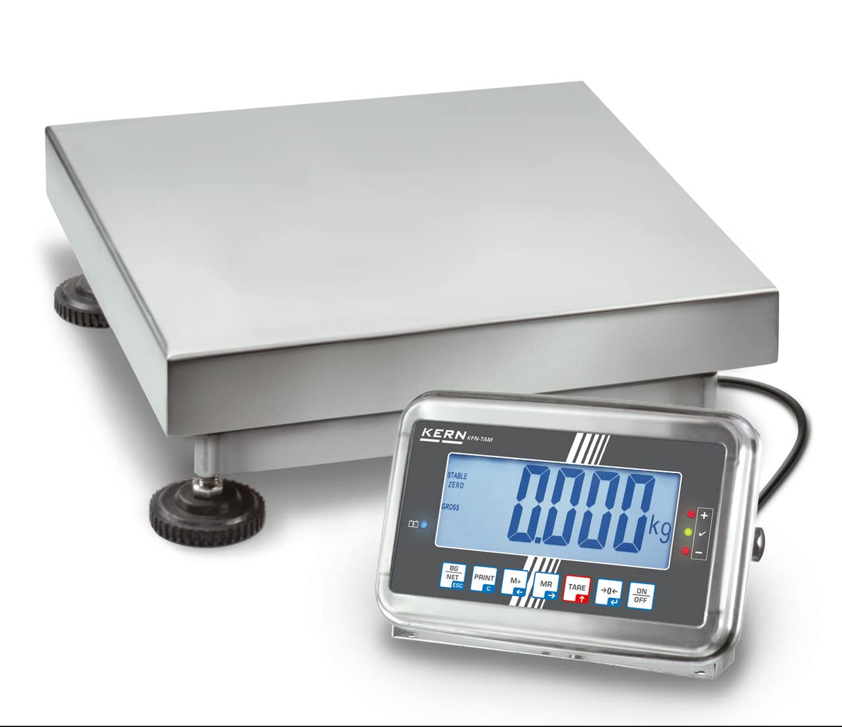 KERN Serie SFB - Báscula de plataforma de acero inoxidable con indicador alto y clase de protección IP65/IP67, 20 kg, legibilidad de 2 g, 300 mm x 240 mm
