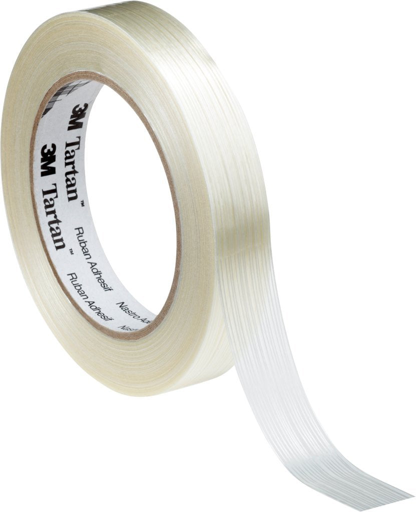 3M Cinta Adhesiva Tartán Filamento, 8953, 12 mm x 50 m, 0,1 mm, 72 unidades, Transparente