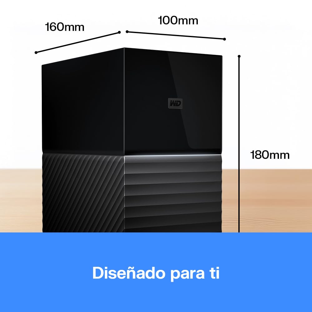 WD 44TB My Book Duo Disco Duro RAID de Escritorio, USB-C/USB 3.2 Gen 1, Copia de seguridad y protección con contraseña, RAID 0/1, JBOD, Formateado para Windows y MacOS, Negro
