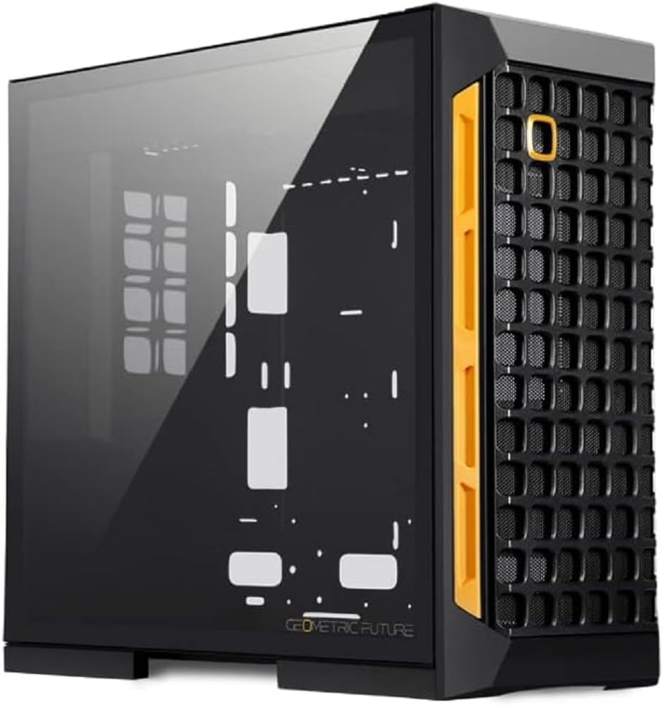 Geometric Future M6 Raphael Mid Tower, Carcasa de PC, diseño de Canal de Aire Vertical, Soporte para E-ATX de 12" x 11", radiador 360, Soporte de GPU Vertical, Negro, GEO-M6-RA