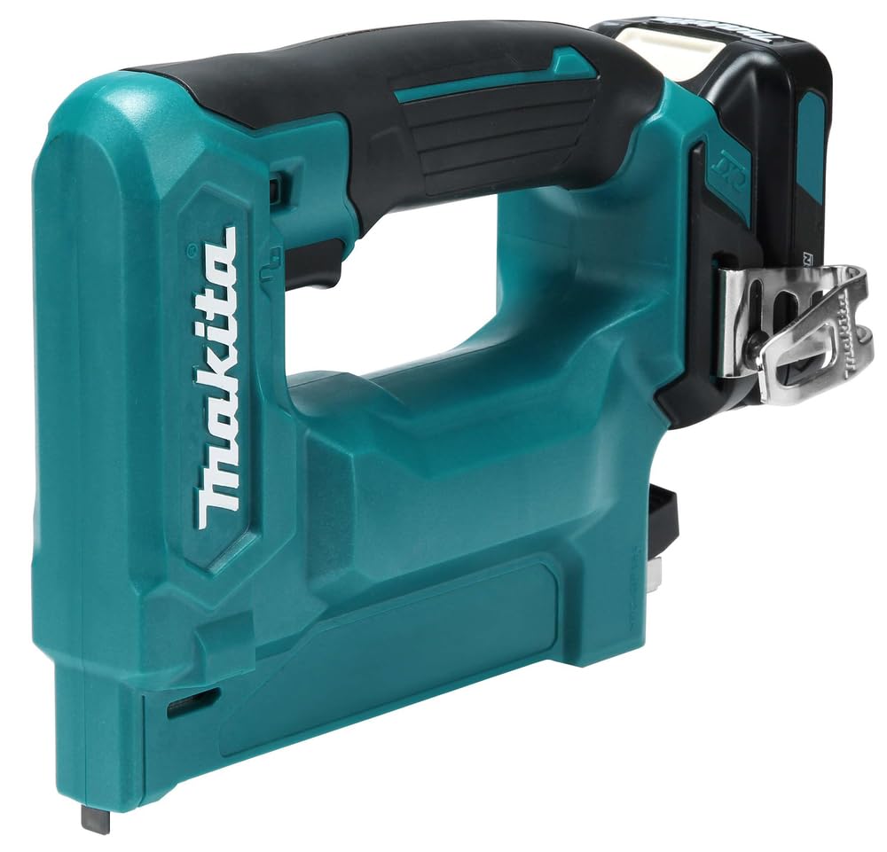 Makita ST113DSMJ - Grapadora de batería con batería 10,8 V/4,0 Ah, diseño corto, profundidad de impacto ajustable, con LED, ancho de grapa 10 mm