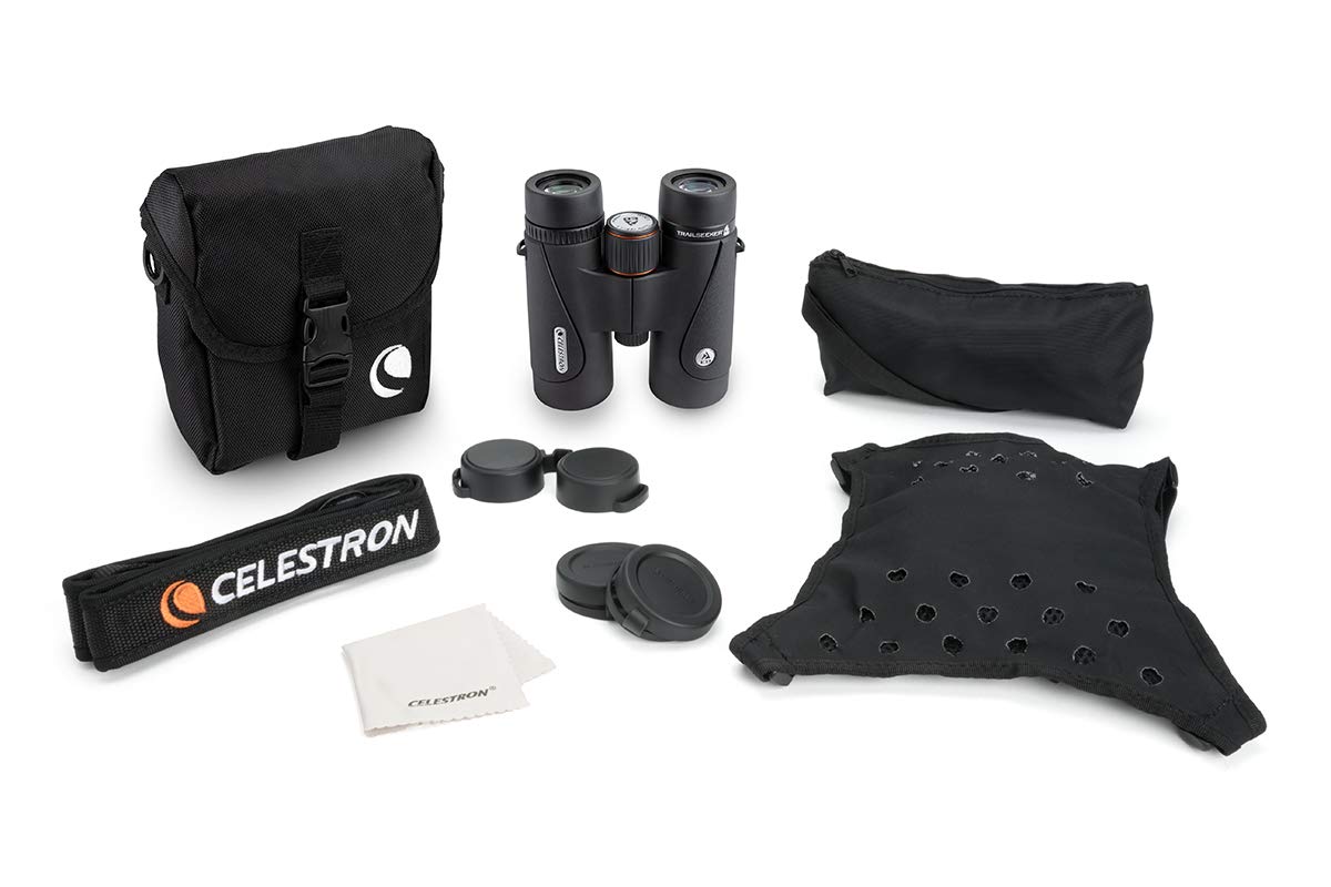 Celestron 71407 TrailSeeker ED: prismáticos con prisma de techo 10 x 42, lente con revestimiento múltiple completo, prisma BaK-4, negro
