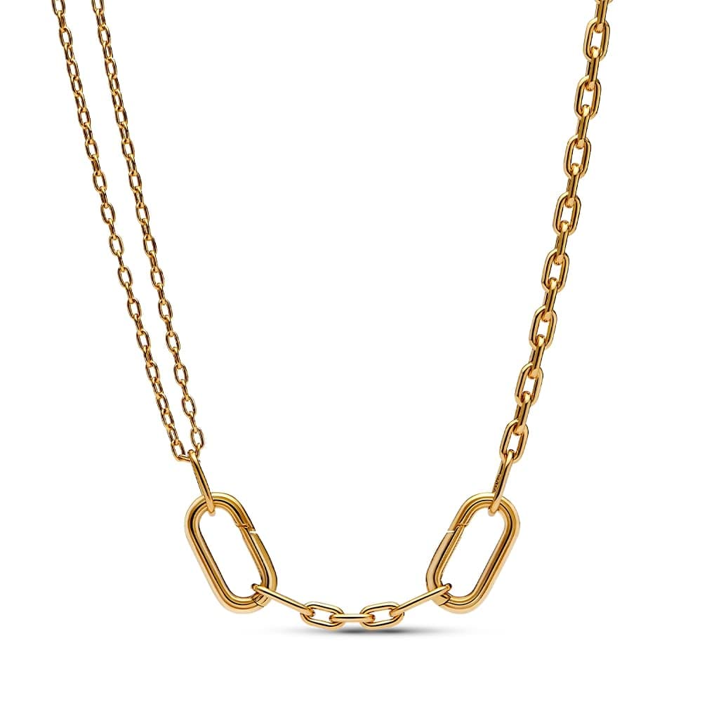 PANDORA ME Collar de eslabones chapado en oro de 14 quilates, 45