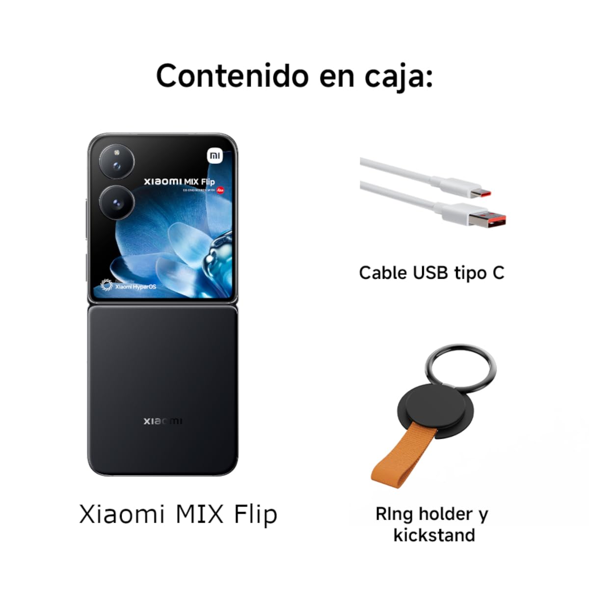 Xiaomi Mix Flip - Smartphone de 12+512GB, Lentes Leica Summilux, Snapdragon 8 Gen 3, Pantalla Exterior de 4,01" e Interior de 6,86" 120Hz, HyperCharge 67W, Negro (Versión ES)