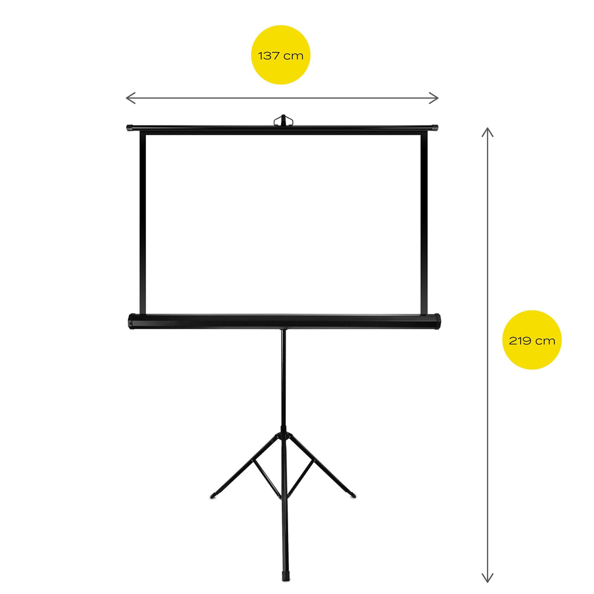 OVERMAX Tripod Screen 60” Pantalla de proyección con trípode de 60 Pulgadas, 116 × 87 cm, Tres Patas, Ajuste de Altura de Pantalla y trípode, retracción automática de Pantalla con Resorte
