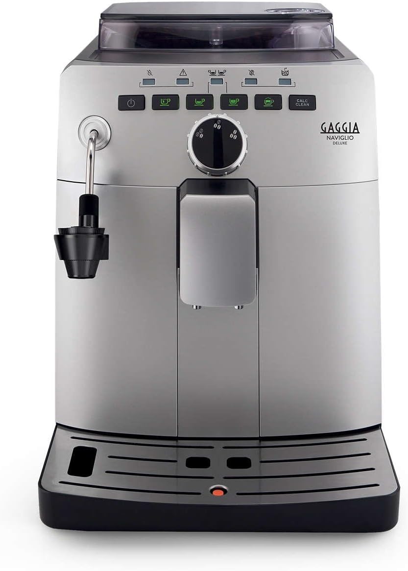 Gaggia HD8749/11 Naviglio Deluxe - Cafetera Automática, para Espresso y Cappuccino, Café en Grano, 1,5 L, 100% Made in Italy 15 Bar, 1850 W, 230V, Plata, 100% Made in Italy