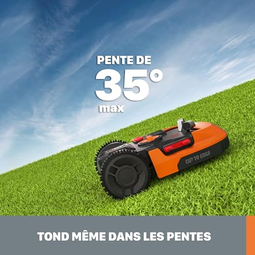 WORX Robot cortacésped Landroid L1000 20V Máx. | para Superficies de hasta 1000m2 | WR147E.1 | Navegación Inteligente | Cut to Edge 2,6 cm del Brode | Pendientes de hasta el 35%