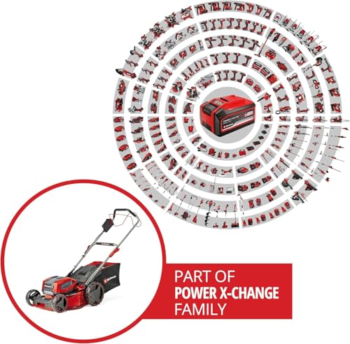 Einhell Professional Cortacésped con batería GP-CM 36/47 S Li BL Power X-Change (36 V, 47 cm de Ancho de Corte, hasta 700 m², sin escobillas, Cesta 65 L, Incl. 4x4,0Ah baterías, 2X Twincharger)