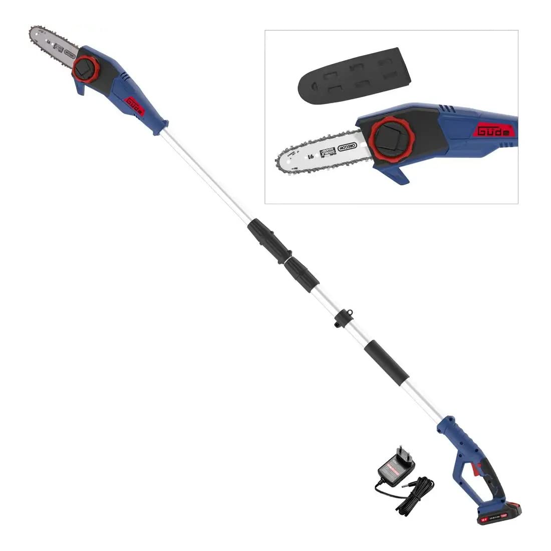 Güde 58594 AST 18-201-05 - Motosierra telescópica (18 V, ion de litio, intercambio de energía, batería y cargador)