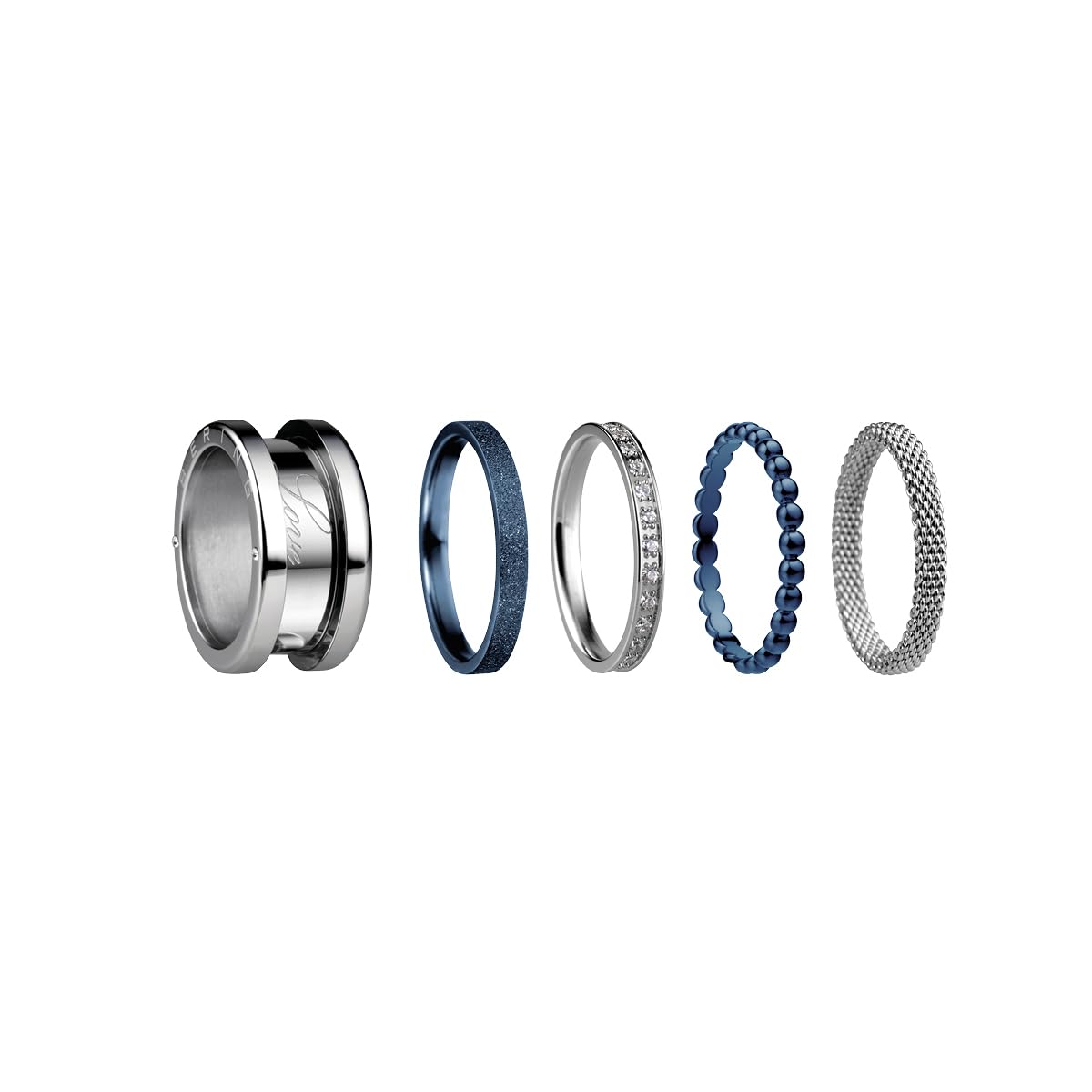 BERING Arctic Symphony Collection Symphony-Set-A 8 Anillo para mujer de acero inoxidable con acabado en plateado brillante