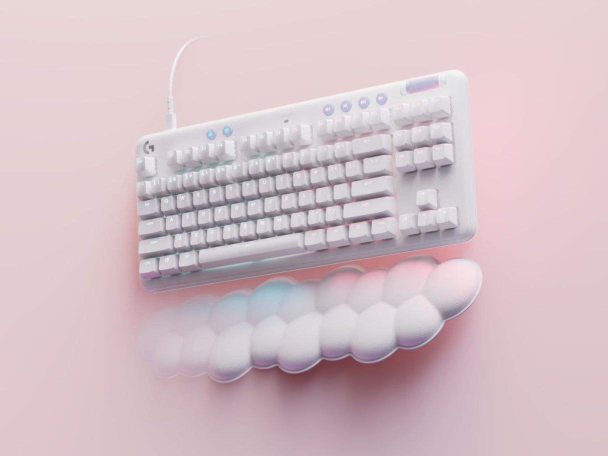 Logitech G713 - Teclado mecánico para Jugador con Cable, iluminación RGB LIGHTSYNC, interruptores táctiles (GX Brown) y reposamuñecas para Teclado, Compatible con PC y Mac, francés AZERTY - Blanco