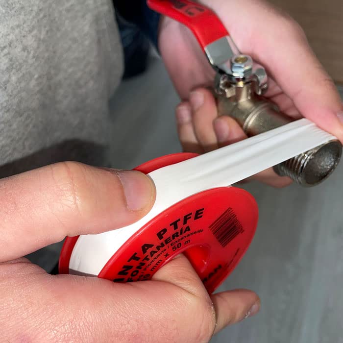 250 Rollos de Cinta Teflón para Fontanería de 19mmx0,1mmx50 metros de 0,3gr cm2. PTFE para sellado de roscas, tuberias.