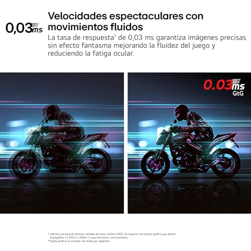 LG 32GS95UV-B.AEU - Monitor Ultragear Gaming, 32", Pantalla OLED, 3840x2160, 0,03ms, Dual Mode (240/480 Hz), G-Sync, FreeSync Premium Pro, Antideslumbrante, Curvatura Óptima, Tecnología MLA+, Negro