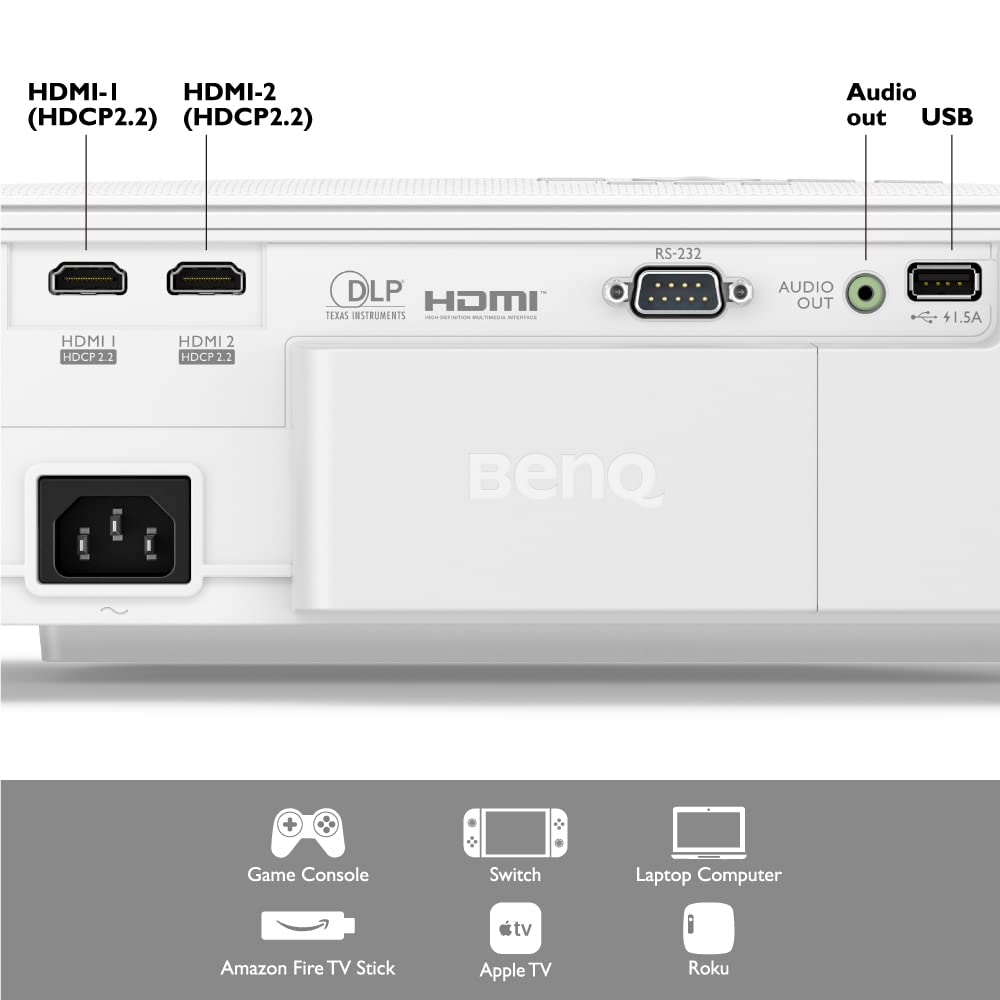 Proyector de Cine en casa 4K HDR BenQ W1800 con 100% del Espacio de Color Rec. 709