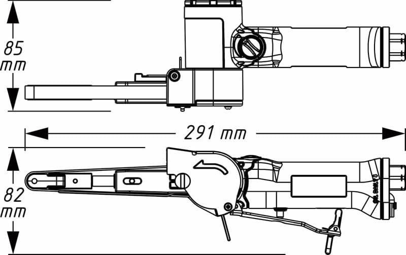HAZET Lijadora 9033N-4, Lijadora de banda, velocidad regulable sin escalonamiento, para bandas de lijado de 10 x 330 mm, con bloqueo para cambio rápido de la banda de lijado