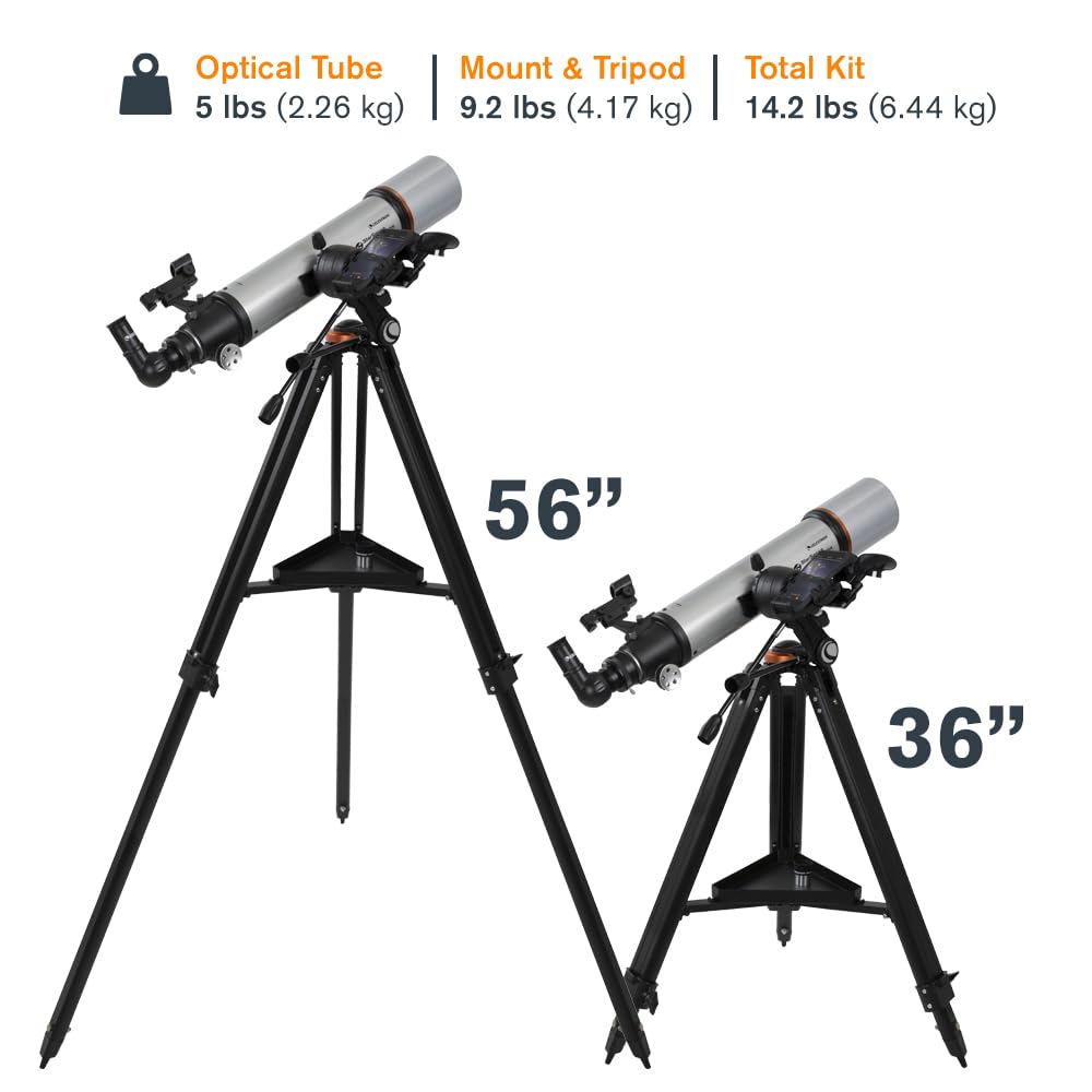 Celestron 22460 StarSense Explorer DX 102AZ Telescopio para Smartphone con aplicación, Compatible con iPhone/Android, Gris