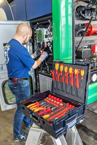 HAZET 150/39 Juego de herramientas VDE, aisladas, 39 piezas, para trabajos en sistemas de alta tensión, cuadrado de 1/2 pulgada, perfil de tracción, en HAZET L-Boxx