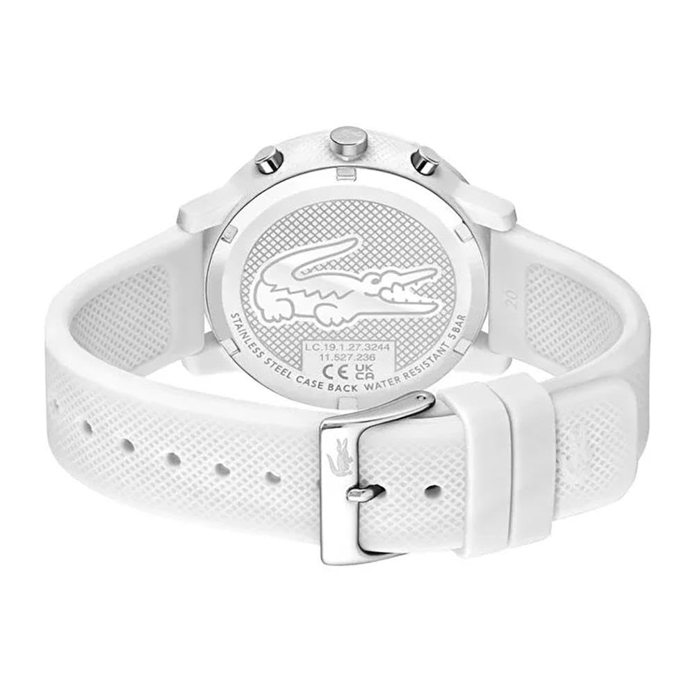 Lacoste Reloj Cronógrafo de Cuarzo para Hombre Colección LACOSTE.12.12 Chrono con Correa de Silicona Blanca - 2011246