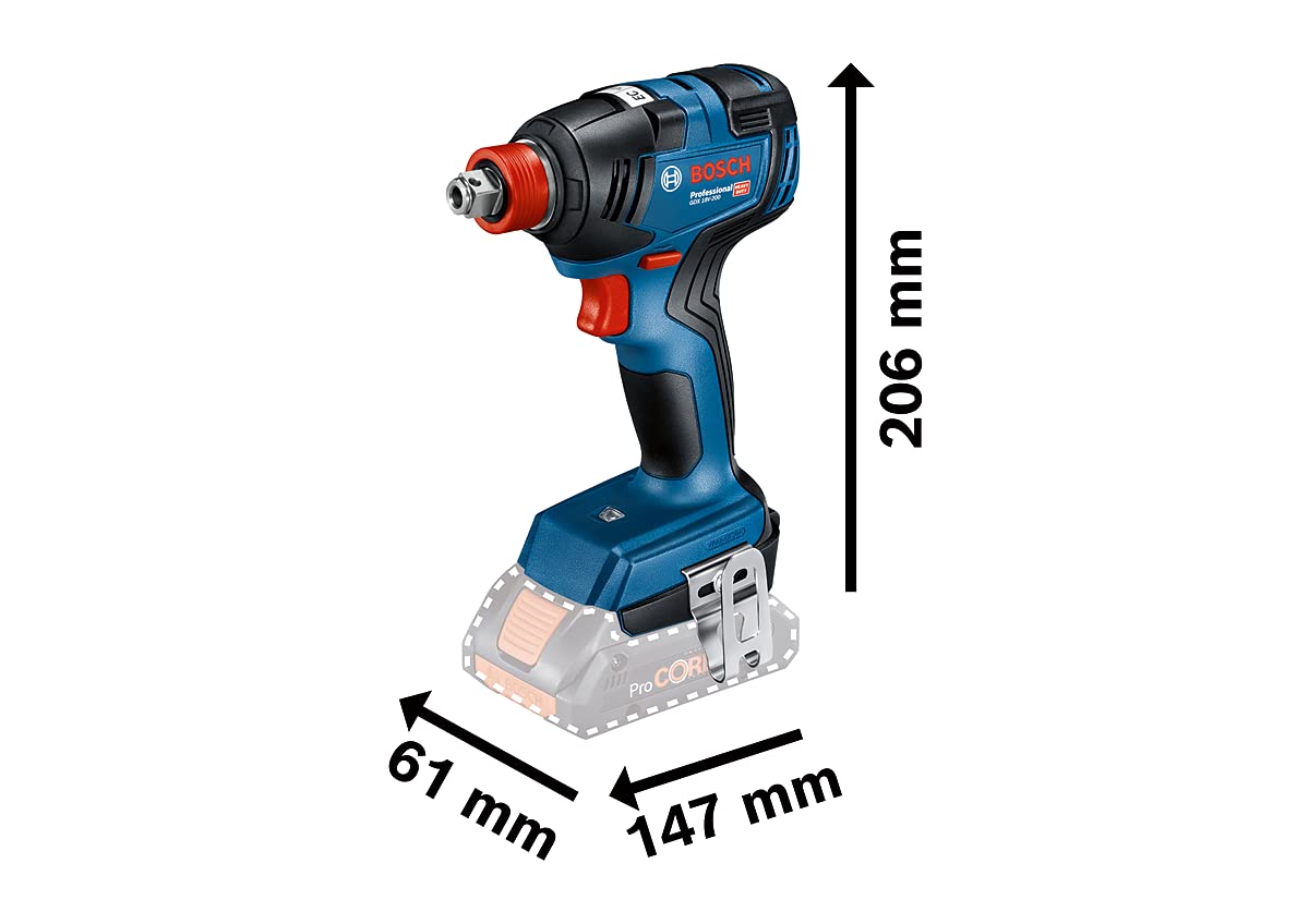 Bosch Professional 18V System GDX 18V-200 - Llave de impacto a batería (Brushless, 200 Nm, tornillos Ø M6 - M16, sin batería, en caja)